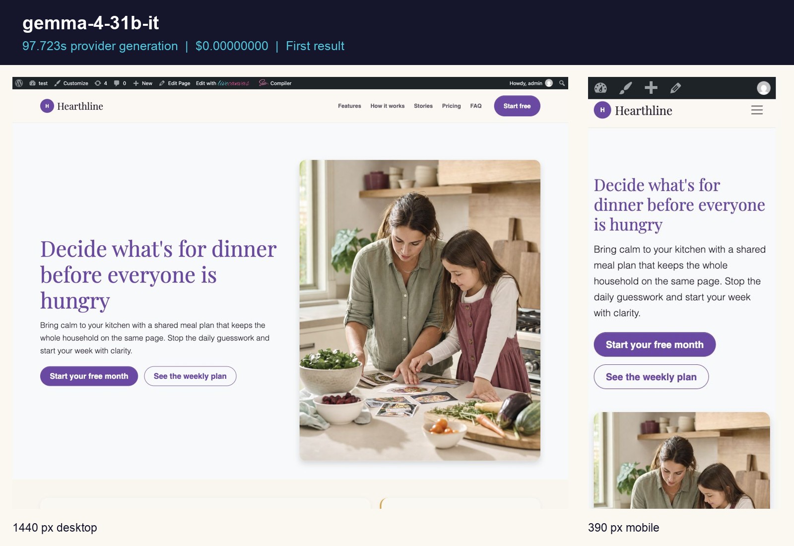 Gemma 4 31B (free) desktop and mobile first result