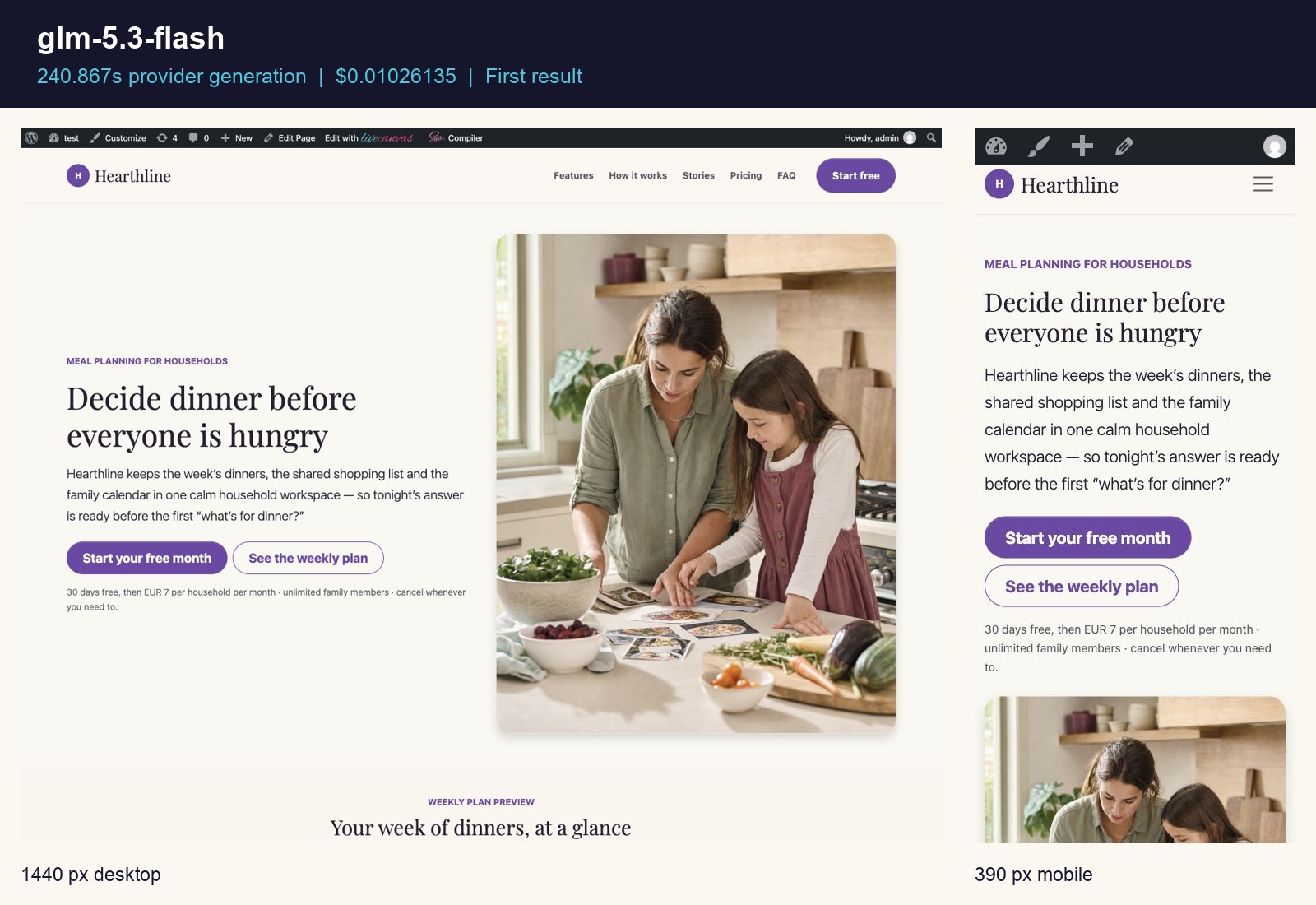 GLM 5.3 Flash desktop and mobile first result