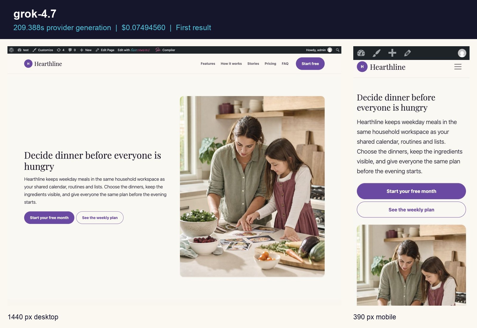 Grok 4.7 desktop and mobile first result