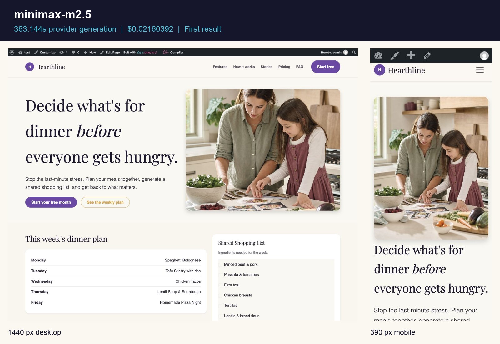 MiniMax M2.5 desktop and mobile first result