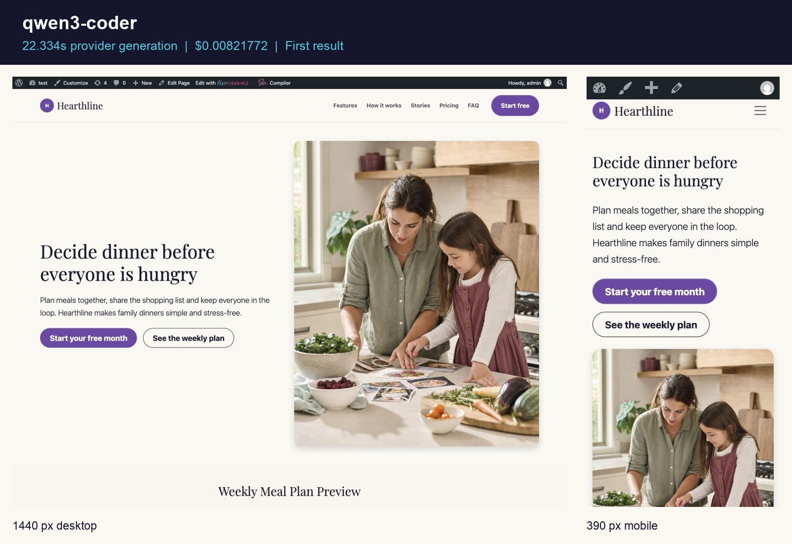 Qwen3 Coder desktop and mobile first result