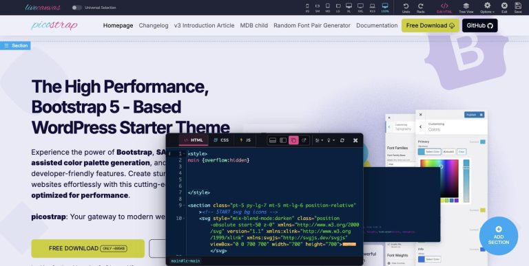 The new LiveCanvas code editor as a floating window